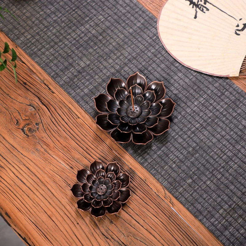 GARMOLY Large Incense Holder for Sticks Anti-Ash Spilling, Brass Lotus Incense Stick Holder and Detachable Ash Catcher - Image 4
