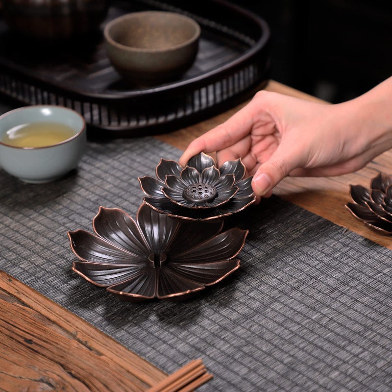 GARMOLY Large Incense Holder for Sticks Anti-Ash Spilling, Brass Lotus Incense Stick Holder and Detachable Ash Catcher - Image 5
