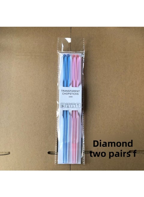 Japanese-style High-grade Transparent Color Pointed Non-slip Chopsticks Resin Clear Crystal Texture Can Be Dishwasher Lovers Food-Color:Diamond Chopsticks Two Pairs F