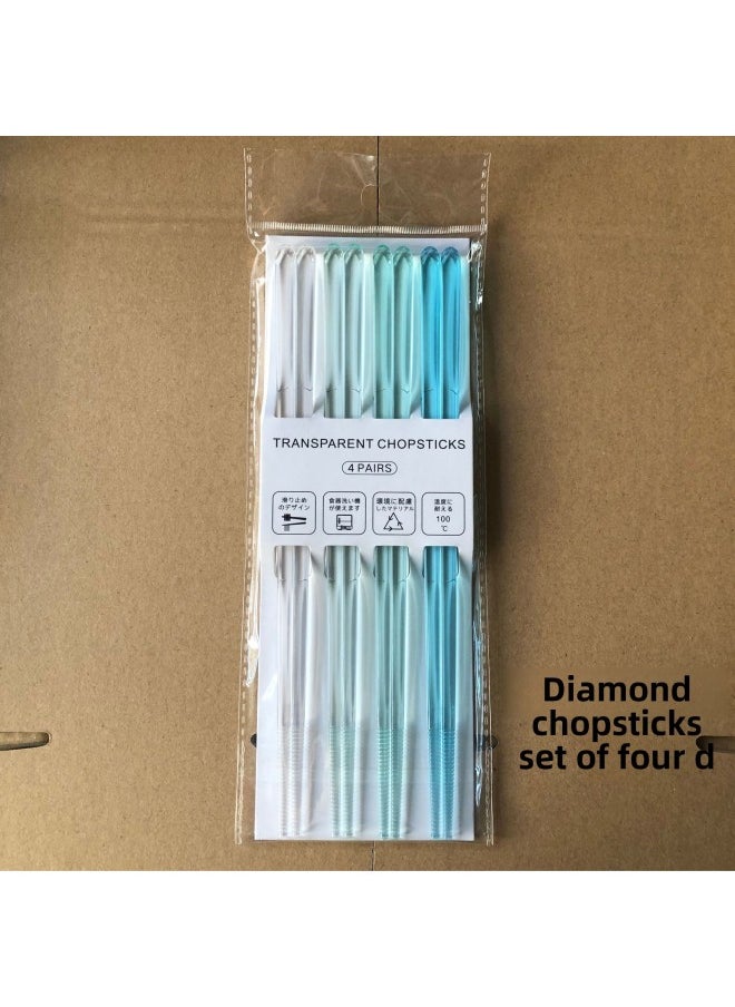 Japanese-style High-grade Transparent Color Pointed Non-slip Chopsticks Resin Clear Crystal Texture Can Be Dishwasher Lovers Food-Color:Diamond Chopsticks Two Pairs F