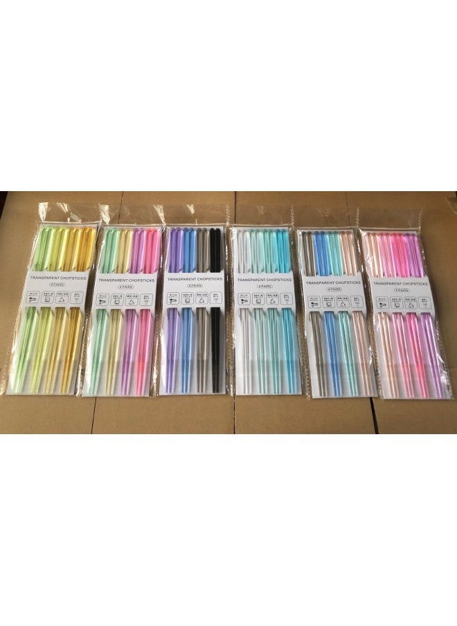 Japanese-style High-grade Transparent Color Pointed Non-slip Chopsticks Resin Clear Crystal Texture Can Be Dishwasher Lovers Food-Color:Diamond Chopsticks Two Pairs F