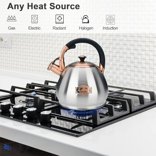 Lazneyru Tea Kettle Stovetop Whistling Kettle Teapot, 3Quart Tea Pot Stainless Steel Teakettle for Stove Top with Heat Proof Ergonomic Handle - Image 2