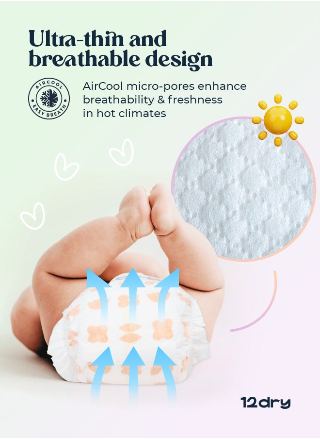 12dry - Diapers Premium Baby Care 100% Ultra Japanese Absorption Dual-Layer Thin and Breathable Eco-Friendly Hypoallergenic Soft Elastic Waistband for Active Babies - Image 1