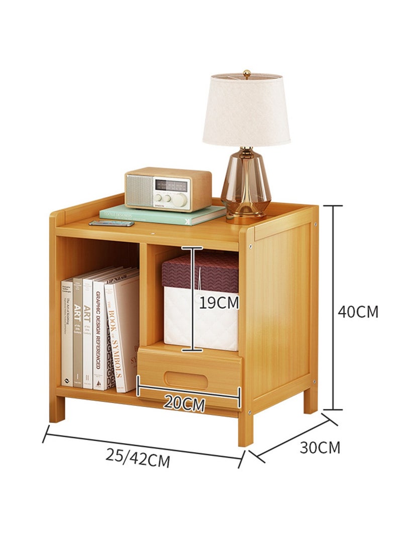Sharpdo Bamboo Bedside Table with 1 Drawer And 2 Open Shelves Coffee Table With Storage Function Bedside Table For Bedroom Living Room Dormitory Elementary School 42x30x40cm - Image 3
