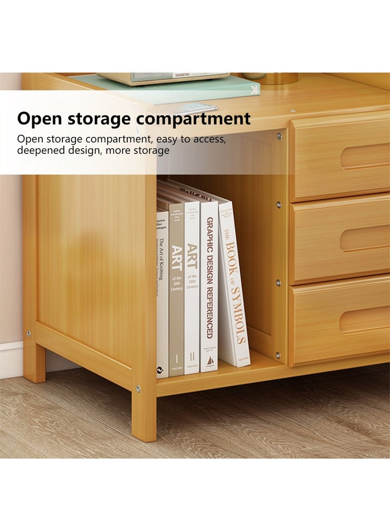 Sharpdo Bamboo Bedside Table with 1 Drawer And 2 Open Shelves Coffee Table With Storage Function Bedside Table For Bedroom Living Room Dormitory Elementary School 42x30x40cm - Image 5