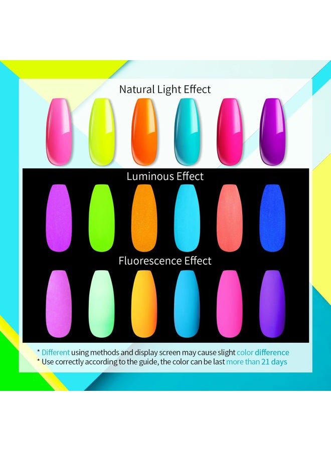 UR SUGAR Glow in the Dark Gel Nail Polish Set, Halloween Neon Hot Pink Yellow Orange Bright Luminous Gel Polish Set Fluorescent 6 Colors Glow in Dark Effect Soak Off Nail Polish Kit for Party Nails - Image 3