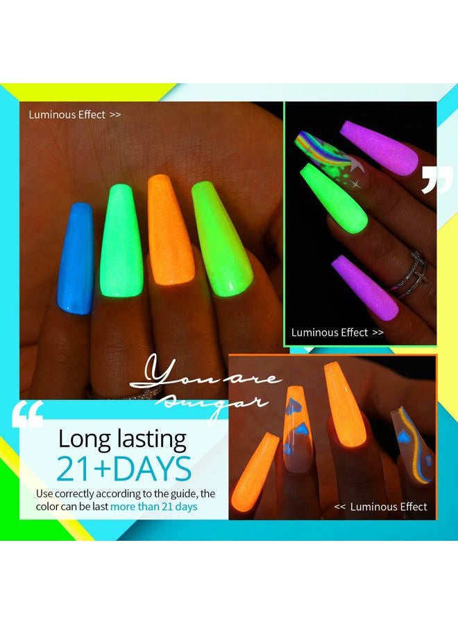 UR SUGAR Glow in the Dark Gel Nail Polish Set, Halloween Neon Hot Pink Yellow Orange Bright Luminous Gel Polish Set Fluorescent 6 Colors Glow in Dark Effect Soak Off Nail Polish Kit for Party Nails - Image 4