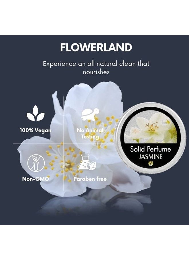 Flowerland Solid Perfume - Portable Pocket Balm Perfume Perfect for Travel Use - Natural Fragrance Parfum for Men and Women - Natural & Vegan - Jasmine (30ml)  - Image 2