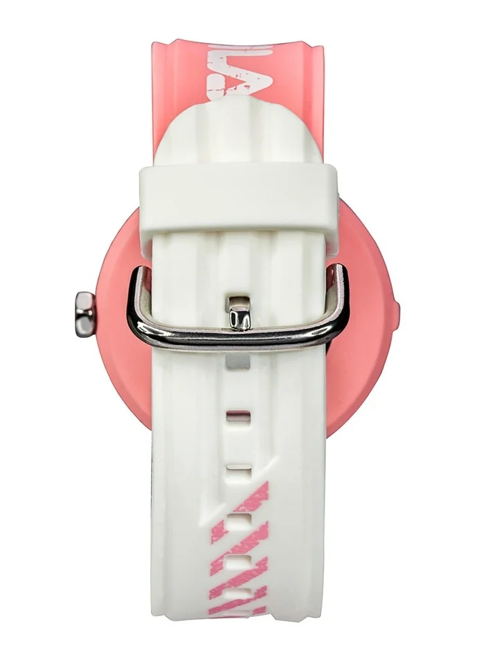 FILA Fila Style Unisex Analog Watch Alloy Steel Case Pink & White Silicone Strap, 38-338-106, size 40mm