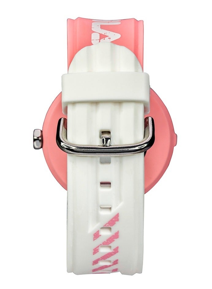 فيلا ساعة فيلا للجنسين بحزام سيليكون وردي وأبيض، مينا 40 مم - Image 4
