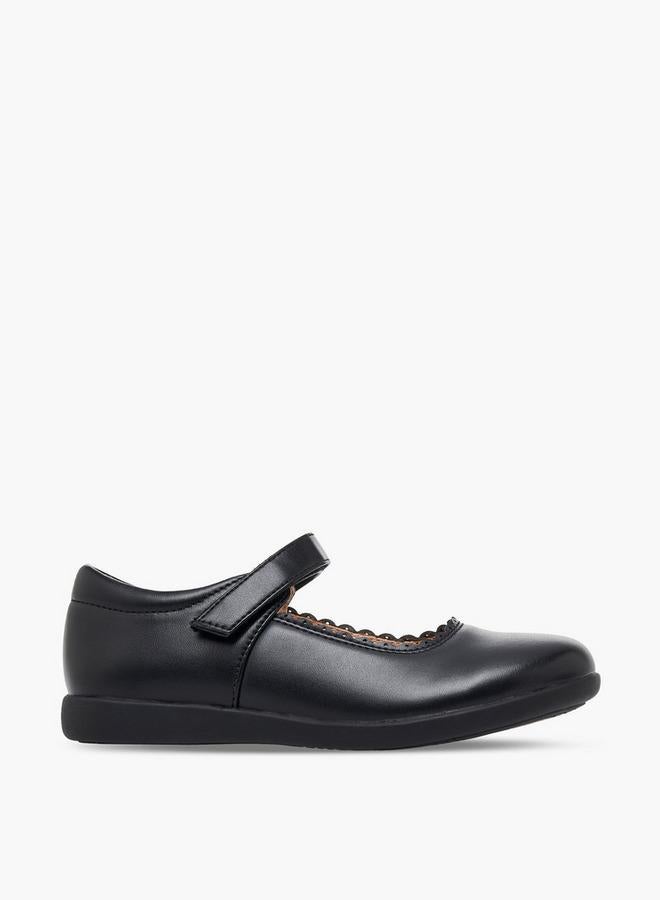 Flora Bella By Shoexpress Girls Hook & Loop Mary Jane School Shoes - Image 1