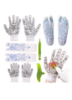 KASTWAVE Reflexology Socks and Gloves Set, with Massage Tool, Acupressure Reflexology Socks Gloves, Acupoint Socks Set, Hand Foot Massage Reflexology Tools Acupuncture Socks, for Tired Relieve, S  - Image 1