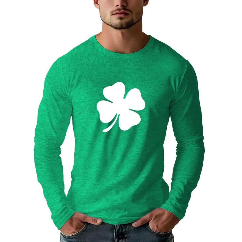 Prelike Powers St Patricks Day Shirt Men Long Sleeve T-Shirt Lucy Shamrock Irish Crewneck Tops - Image 1