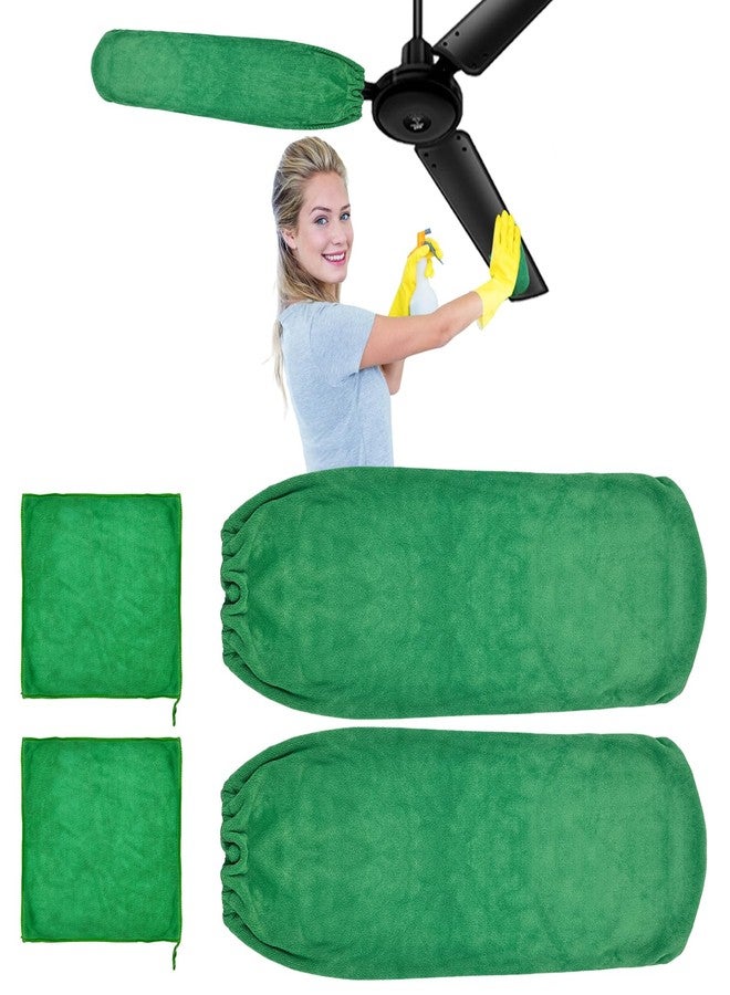 Hlimior 4 PCS Ceiling Fan Duster Kits,100% Microfibre Fan Blade Cleaner for high Ceiling Fan Blades.Machine Washable and Reusable,Includes 2 Ceiling Fan dusters and 2 Microfibre Towels - Image 1