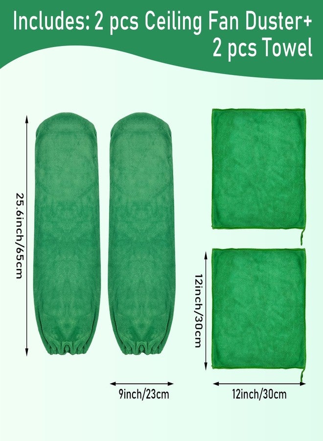 Hlimior 4 PCS Ceiling Fan Duster Kits,100% Microfibre Fan Blade Cleaner for high Ceiling Fan Blades.Machine Washable and Reusable,Includes 2 Ceiling Fan dusters and 2 Microfibre Towels - Image 2