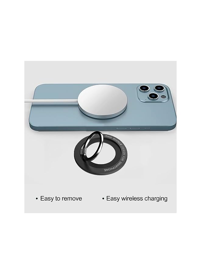 S-TOP Magnetic Phone Ring Holder - Black Magnetic Grip, Finger Ring Kickstand for iPhone 12/13/14 & Most Smart Phones - Image 3