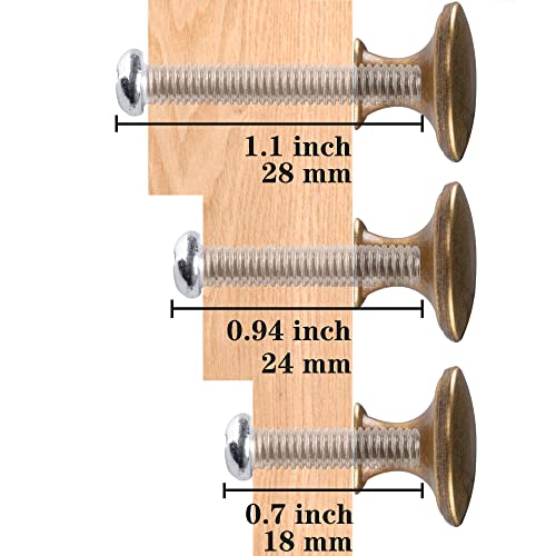hugolem 10 Pack Brass Round Antique Brass Kitchen Cabinet Knobs Cupboard Door Knobs Drawer Handle Pulls Dresser Knobs with 11 Pcs Screws for Bathroom Drawer Door Hardware - Image 3