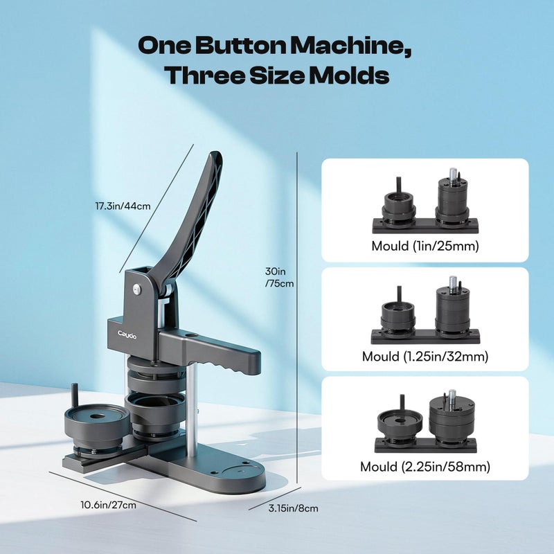 Caydo Button Maker Machine Multiple Sizes, 1+1.25+2.25 Inch Pin Maker Machine Kit, 3 in 1 Button Press Machine Making Kit with Maker Supplies for Fridge Magnet Keychain Bottle Opener DIY Crafts - Image 2