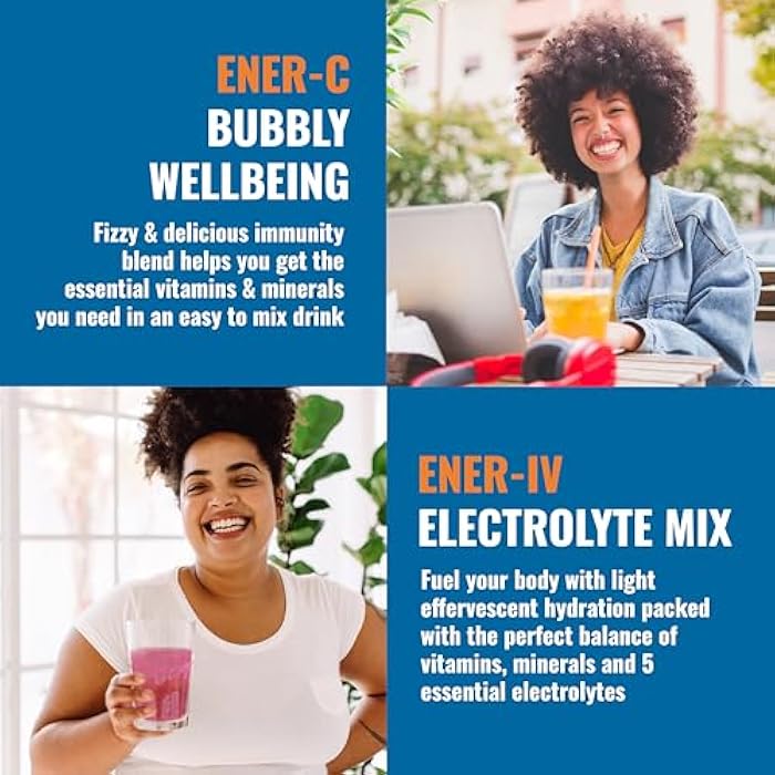 Ener-C باقة مشروبات Ener-C و Ener-IV - عبوات فيتامين للماء، عبوة مسحوق الكهارل، مزيج سائل للترطيب، معزز المناعة للبالغين، طاقة صحية، إعادة ترطيب منخفضة السكر للنساء والرجال - 42 عد - Image 3