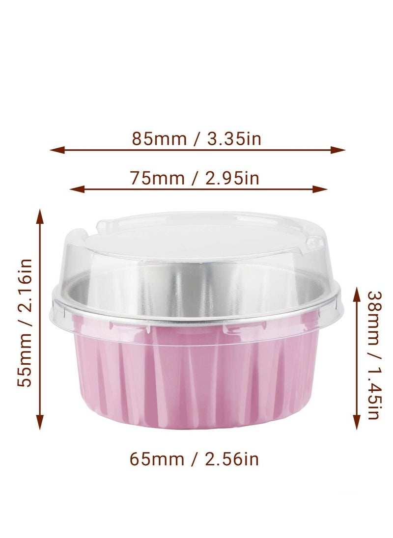 Disposable Foil Ramekins with Lids, 30pcs 5oz 125ml Aluminum Foil Muffin Liners Cupcake Baking Cups, Mini Pie Pans with Lids, Disposable Foil Baking Cups Containers for Creme Brulee