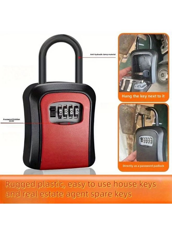 Black Portable Key Lock Box 4 Digit Combination Wall Mounted Outdoor Safe - Image 4