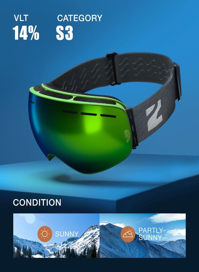 Zionor X Ski Snowboard Snow Goggles OTG Design for Men Women with Spherical Detachable Lens UV Protection Anti-Fog - Image 2