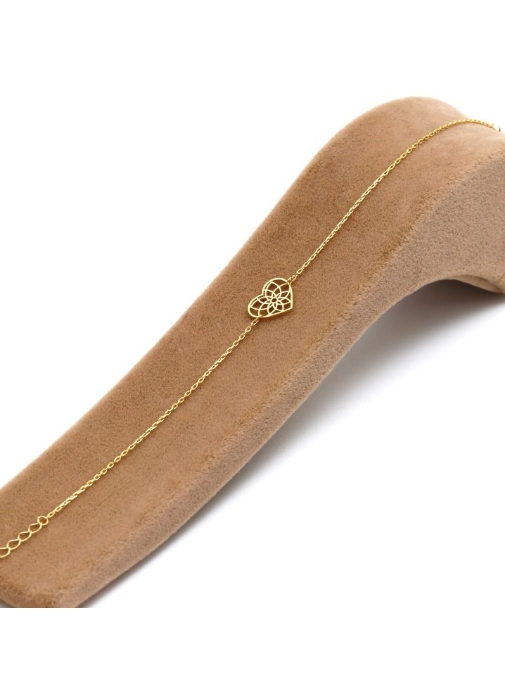 Gold Zone Real Gold Plain Heart Flower Design Bracelet - Image 3