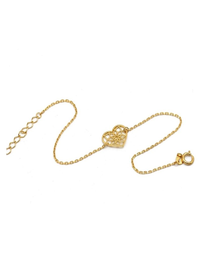 Gold Zone Real Gold Plain Heart Flower Design Bracelet - Image 1