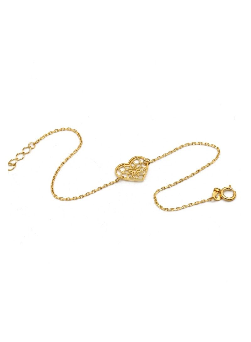 Gold Zone Real Gold Plain Heart Flower Design Bracelet - Image 5