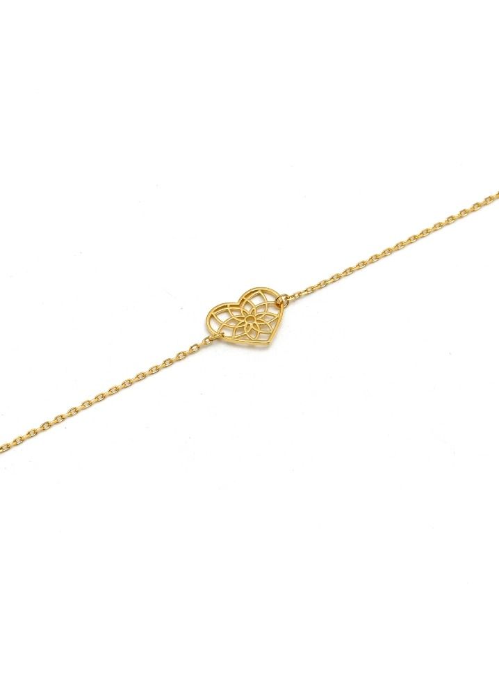 Gold Zone Real Gold Plain Heart Flower Design Bracelet - Image 2