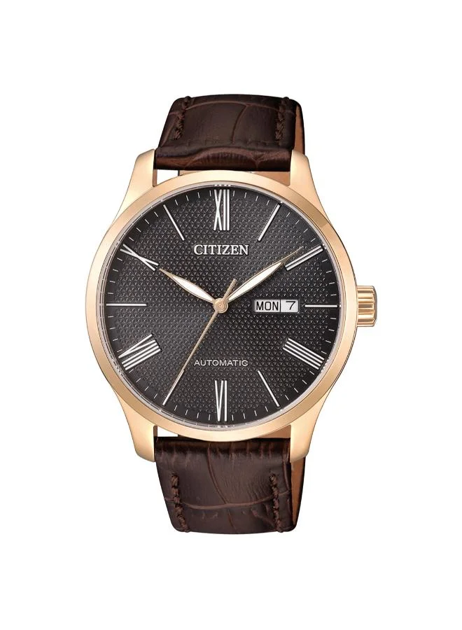 CITIZEN Men's Calf Leather MECHANICAL DAY & DATE Watch NH8353-00H - 40 mm