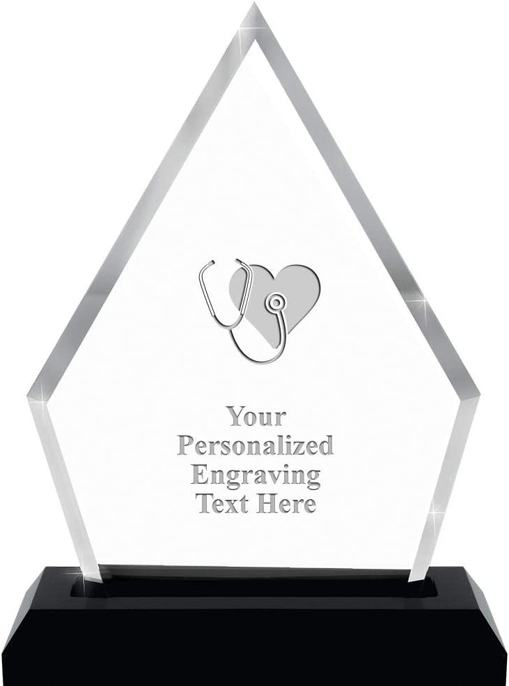 Crown Awards Nursing with Heart Acrylics  55 Pyramid Skyline Acrylic Award Nursing with Heart Presentation Trophy Engraving Included Prime - Image 1