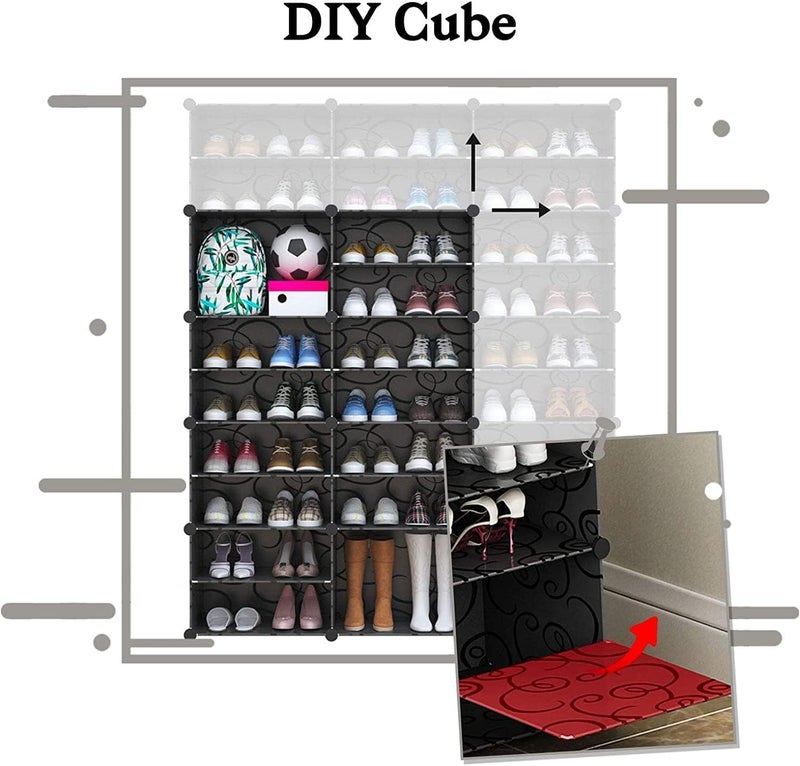 HEMOVIA Plastic Shoe Rack for Home | 6 𝐒𝐡𝐞𝐥𝐟 DIY Shoe Rack with Door for Home Storage Plastic Box Organizer, Metal Door Frame, Chappal Slipper Sandals Stand (Grey, 3-Shelf-6-Door) - Image 3