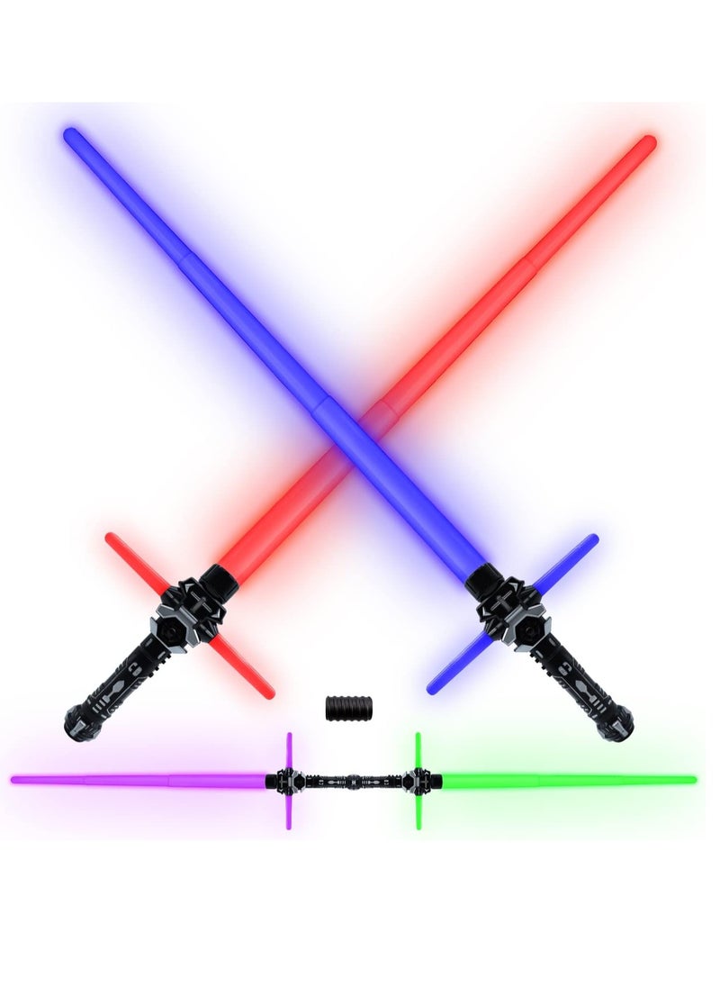 SYOSI 2PCS Light Up Saber for Kid, 2 in 1 Dual Light Up Sabers with FX Sound, Expandable Light Swords Set for Galaxy War Fighter Warriors,  Dress Up Party Birthday Present  - Image 1