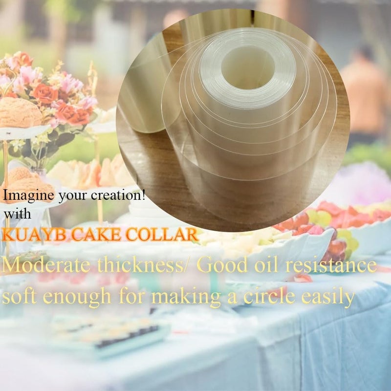 KUAYB طوق كعكة أسيتات 6 بوصة × 394 بوصة رول شفاف، أوراق أسيتات شفافة لتغليف كعكة الموس والشوكولاتة، لتزيين حواف الكعكة - Image 5