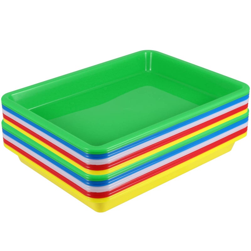 JOIKIT 20 Pack 108 x 83 Inch Multicolor Plastic Art Trays Art and Crafts Organizer Tray Activity Organizer Serving Tray for Beads Painting Blocks DIY Project