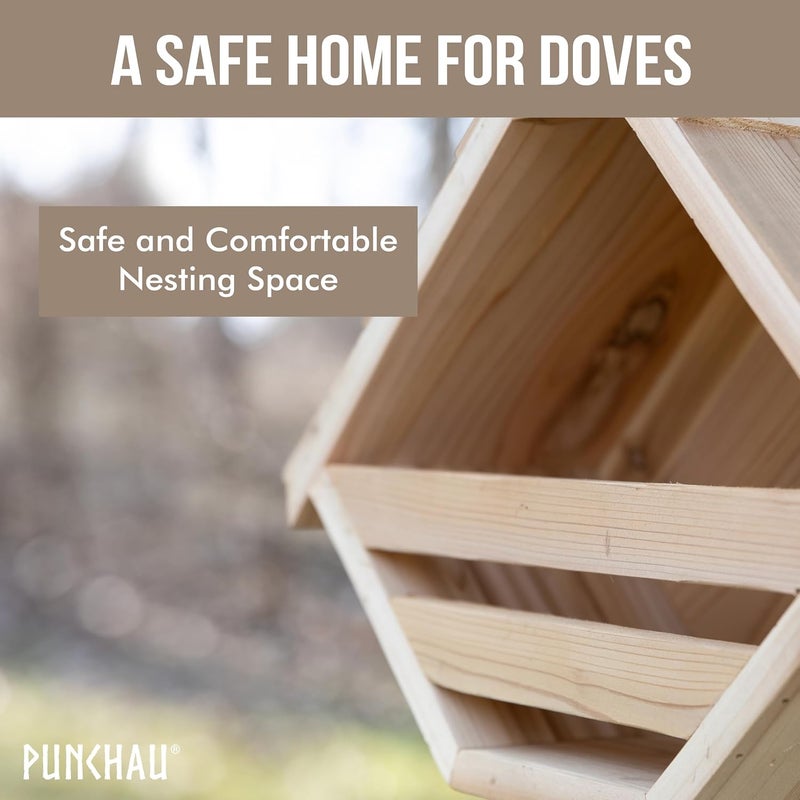 Punchau Cedar Open Mourning Dove Nesting Box for Outdoor - 14L x 11H x 6W Inches Bird Nesting Box - Outdoor Natural Rough Cut Cedar Dove Birdhouse for Outside Nesting - Image 4