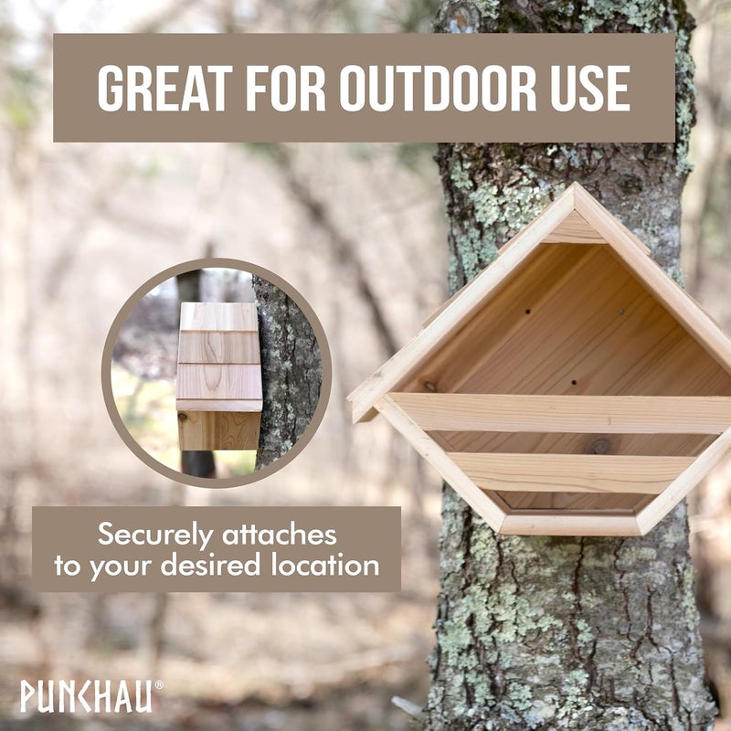 Punchau Cedar Open Mourning Dove Nesting Box for Outdoor - 14L x 11H x 6W Inches Bird Nesting Box - Outdoor Natural Rough Cut Cedar Dove Birdhouse for Outside Nesting - Image 5