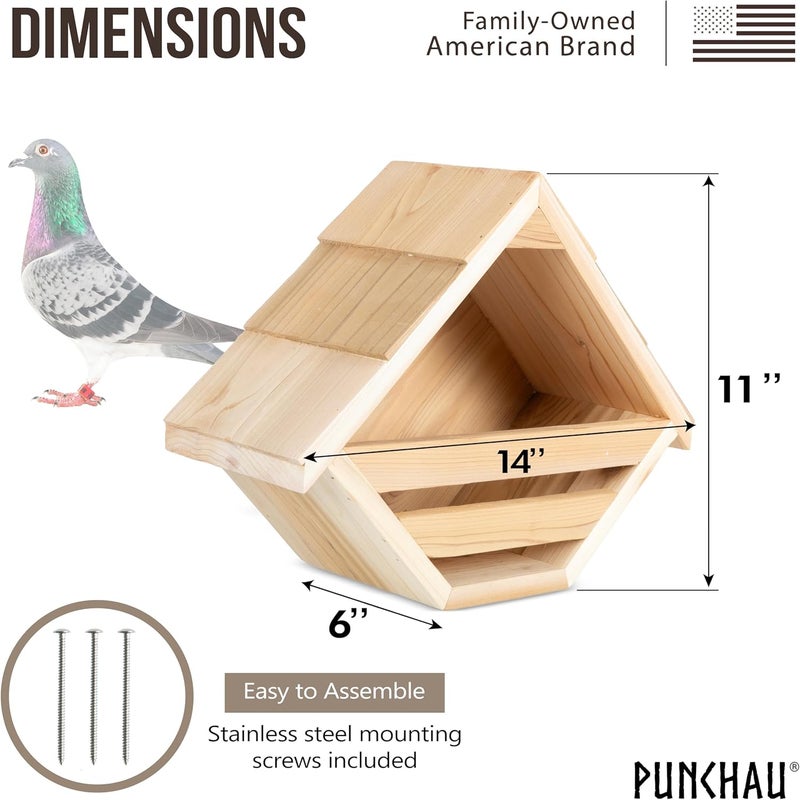 Punchau Cedar Open Mourning Dove Nesting Box for Outdoor - 14L x 11H x 6W Inches Bird Nesting Box - Outdoor Natural Rough Cut Cedar Dove Birdhouse for Outside Nesting - Image 2