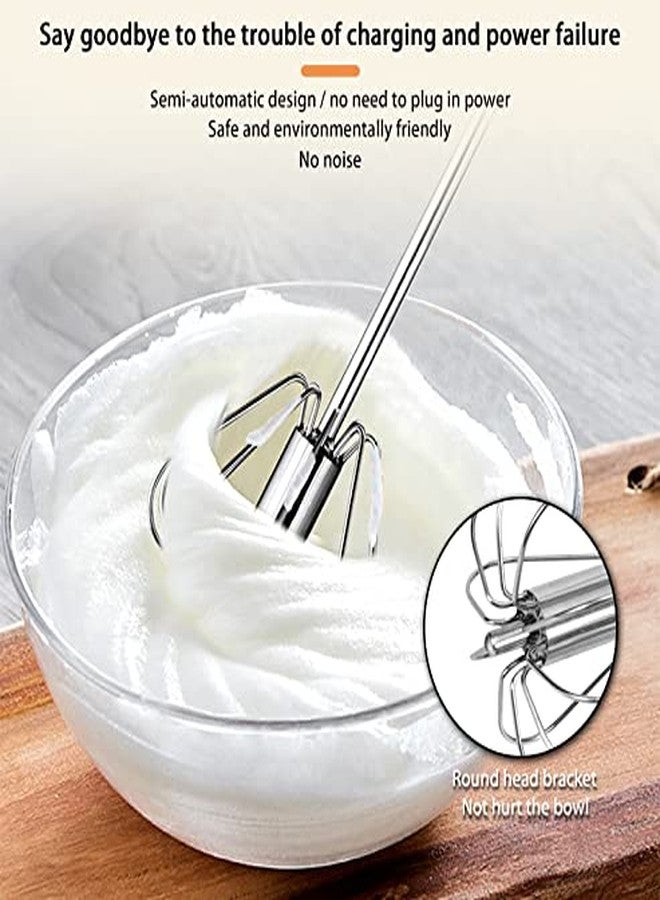 KitchenFest® Egg Beater Whisk - Stainless Steel Semi-Automatic Spin Whisk, Kitchen Utensil Stirrer for Eggs, Milk, Cream, Bread and Cake, 12 Inch - Image 5
