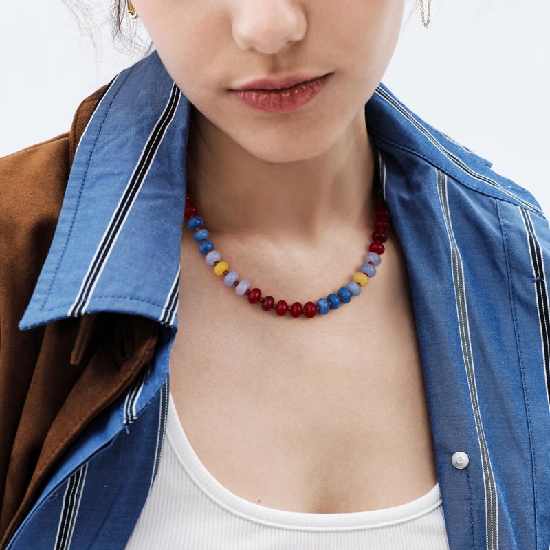 KissYan Beaded Necklaces for Women, Gemstone Bead Boho Choker, Natural Stone Handmade Fashion Autumn Winter Jewelry Gifts Seaside Sunset - Image 3
