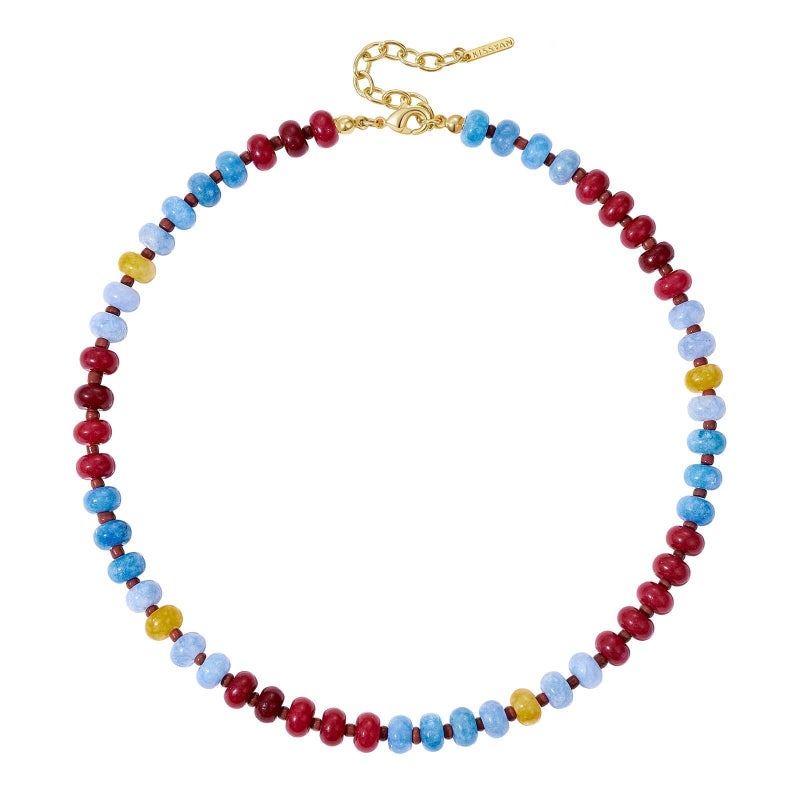 KissYan Beaded Necklaces for Women, Gemstone Bead Boho Choker, Natural Stone Handmade Fashion Autumn Winter Jewelry Gifts Seaside Sunset - Image 1
