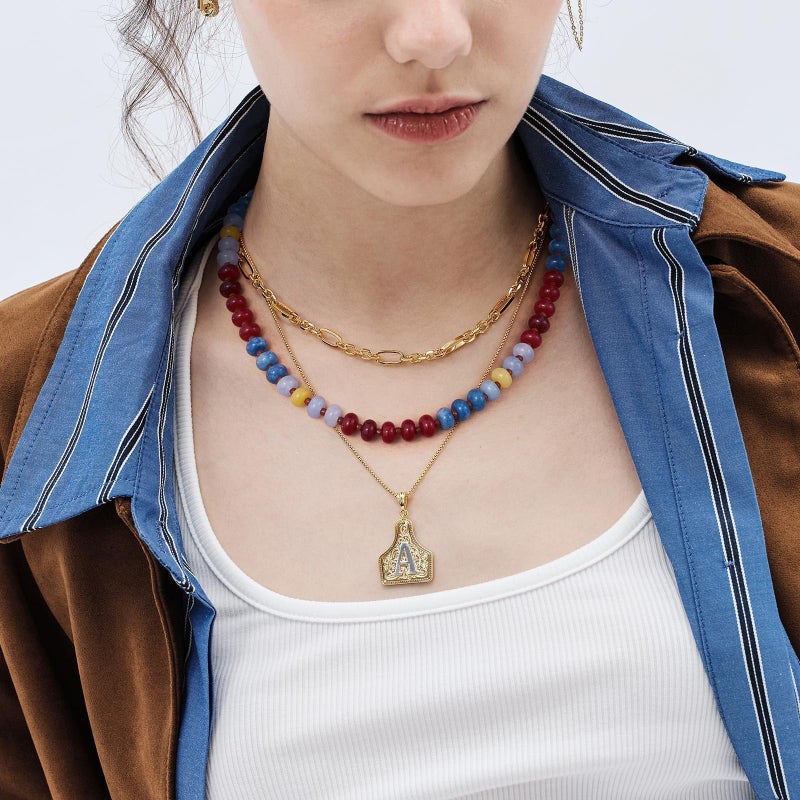 KissYan Beaded Necklaces for Women, Gemstone Bead Boho Choker, Natural Stone Handmade Fashion Autumn Winter Jewelry Gifts Seaside Sunset - Image 4