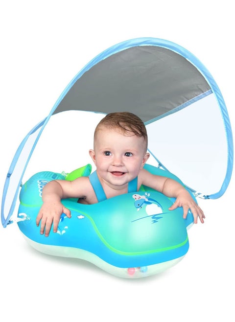 GT-WHEEL Baby Swimming Floater Inflatable Baby Pool Float Ring with Sun Protection Canopy