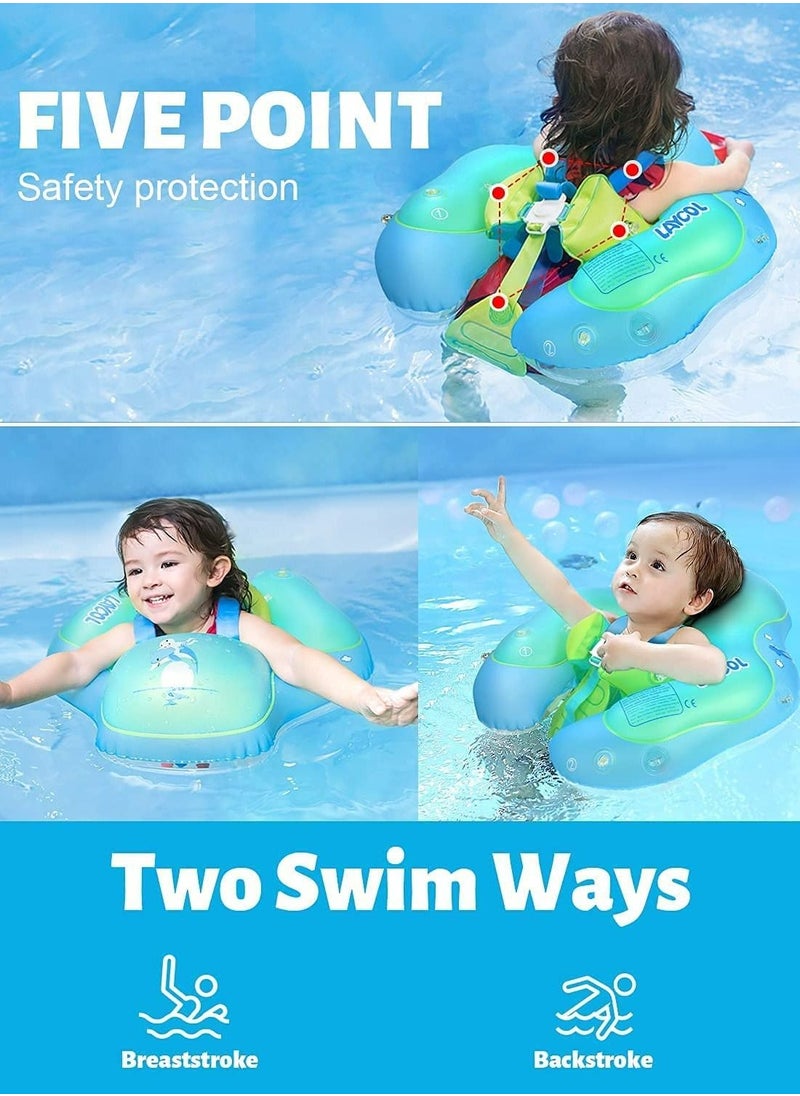 GT-Wheel - GT-WHEEL Baby Swimming Floater Inflatable Baby Pool Float Ring with Sun Protection Canopy - Image 1