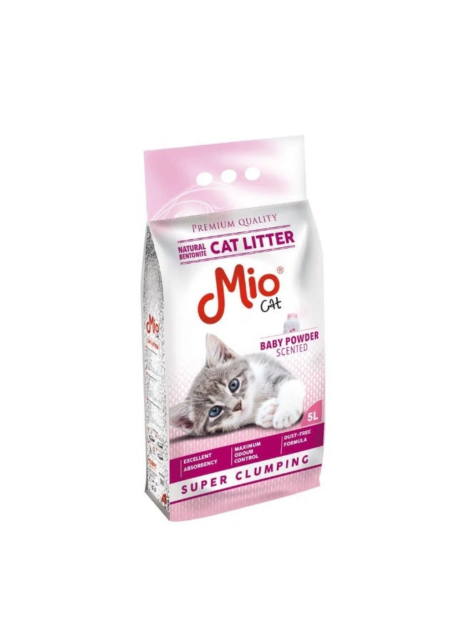 Bentonite Super Clumping Cat Litter Baby Powder Scent - dust free5 L