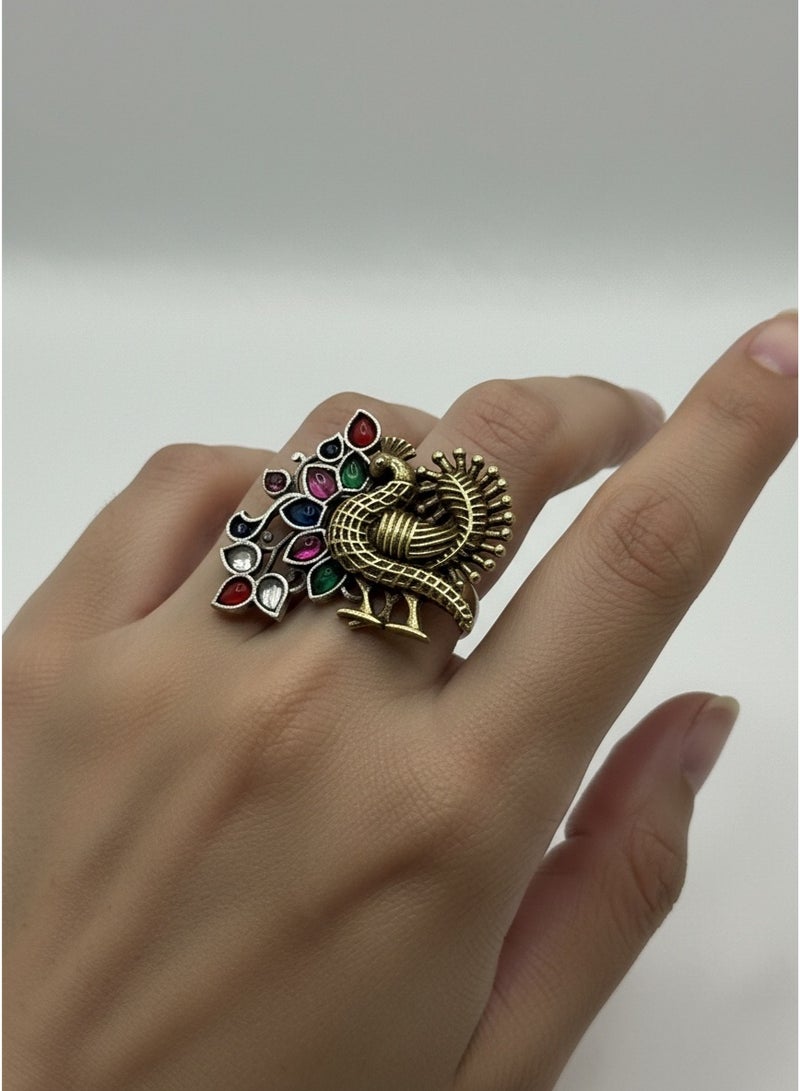 Pretty Precious Oxidised Adjustable Finger Ring for Women and Girls – Antique Silver Finish, Trendy Boho Jewellery - Image 1