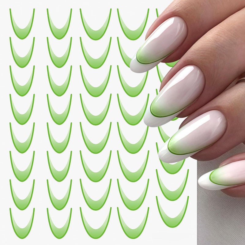 Quezadyl 18Sheets Gradient Color French Tip Line Nail Stickers 3D Self-Adhesive Colorful Geometric Curve Lines Nail Decals Colorful Curved Nail Designs Wave Stripe Guide Nails Supplies for Women DIY Nail Decor - Image 3