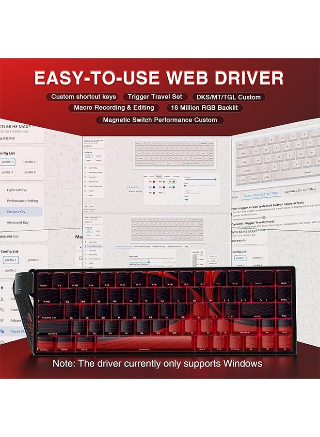 AULA WIN68 HE MAX - Hall Effect Gaming Keyboard with Magnetic Switch, Adjustable Actuation Fast Trigger Mode, 8KHz Polling Rate, RGB Backlit Wired Mechanical Gaming Keyboard 60 Percent Compact Design - Image 5