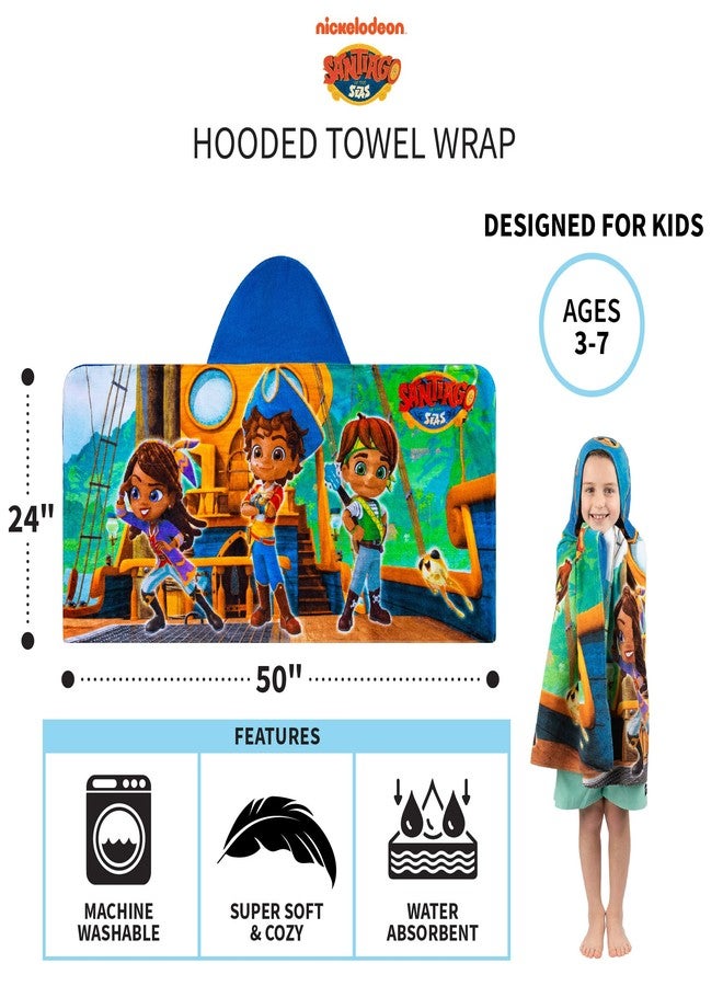 Franco Santiago Of The Seas Bath/Pool/Beach Soft Cotton Terry Hooded Towel Wrap, 24 in x 50 in, By Franco Kids - Image 5